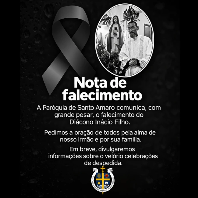 Nota de falecimento do Diácono Inácio Filho