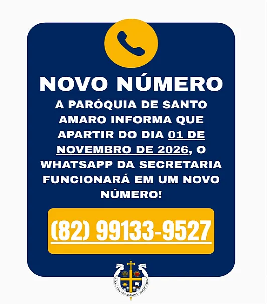 A partir do dia 1º de novembro, novo número para o WhatsApp da secretaria